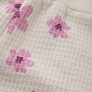 Minymo Girls Waffle Sweat Shorts - White Swan