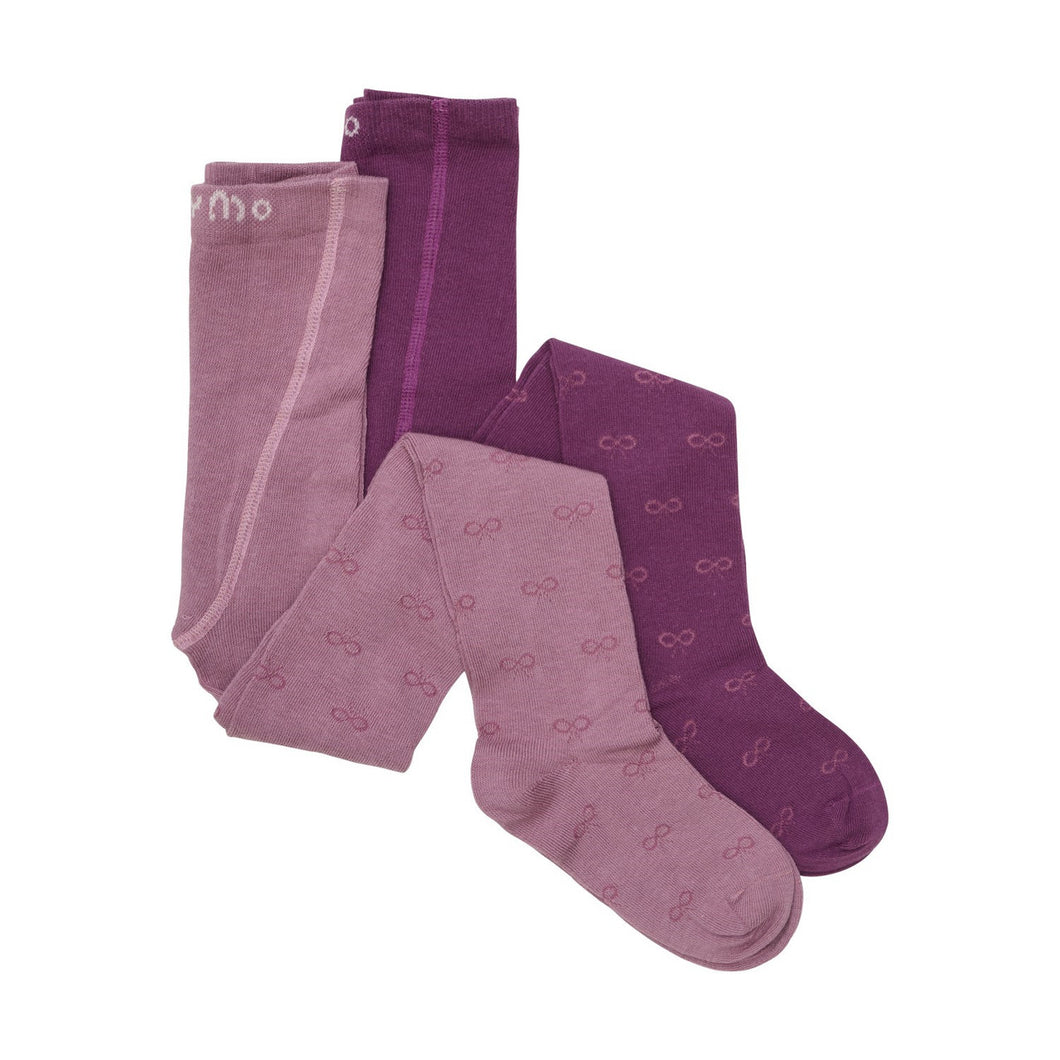 Minymo Baby/Toddler Girls 2PK Stockings w/Bows - Mauve Orchid