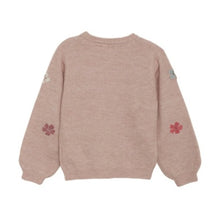 Load image into Gallery viewer, Minymo Girls Long Sleeve Flower Sweater - Misty Rose
