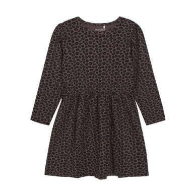Minymo Girls Long Sleeve Dress - Chocolate