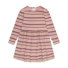 Load image into Gallery viewer, Minymo Girls Long Sleeve Ribbed Striped Dress - Cameo Rose

