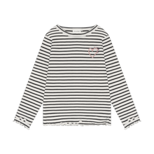 Load image into Gallery viewer, Minymo Girls Long Sleeve Striped Ribbed T-Shirt - Tap Shoe
