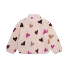Load image into Gallery viewer, Minymo Girls Lined Heart Teddy Jacket - Hushed Violet

