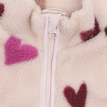 Load image into Gallery viewer, Minymo Girls Lined Heart Teddy Jacket - Hushed Violet

