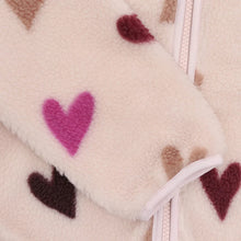 Load image into Gallery viewer, Minymo Girls Lined Heart Teddy Jacket - Hushed Violet
