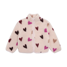Load image into Gallery viewer, Minymo Girls Lined Heart Teddy Jacket - Hushed Violet
