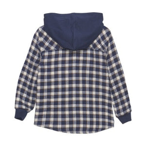 Minymo Boys Long Sleeve Hooded Check Shirt - Parisian Night