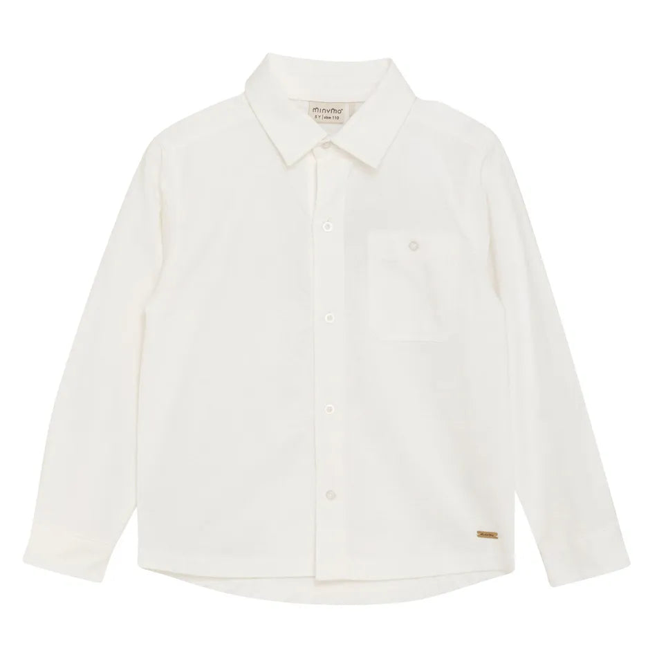 Minymo Long Sleeve Collared Dress Shirt - White