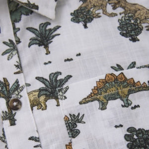Minymo Boys Short Sleeve Button Up Dino Shirt