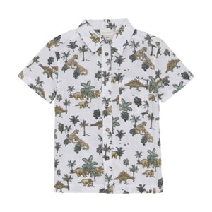 Minymo Boys Short Sleeve Button Up Dino Shirt