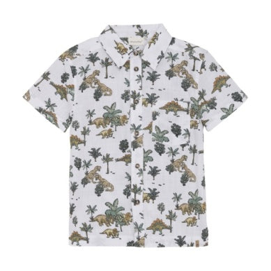 Minymo Boys Short Sleeve Button Up Dino Shirt