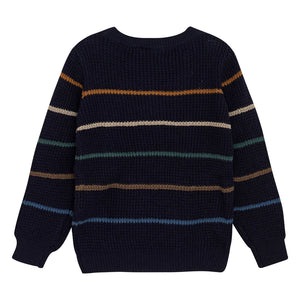 Minymo Boys Long Sleeve Striped Sweater - Navy