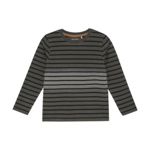 Minymo Boy Long Sleeve Striped T-Shirt - Dark Gull Grey