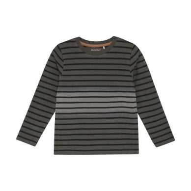 Minymo Boy Long Sleeve Striped T-Shirt - Dark Gull Grey