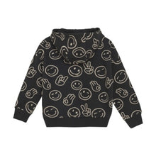Load image into Gallery viewer, Minymo Boys Long Sleeve Smile Print Hoodie - Black
