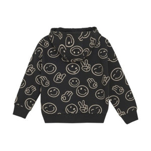 Minymo Boys Long Sleeve Smile Print Hoodie - Black