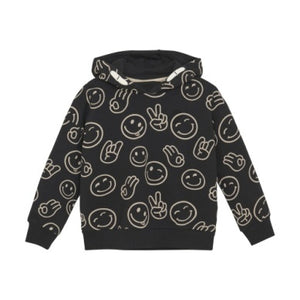 Minymo Boys Long Sleeve Smile Print Hoodie - Black