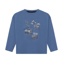 Load image into Gallery viewer, Minymo Boys Long Sleeve Construction T-Shirt - Moonlight Blue
