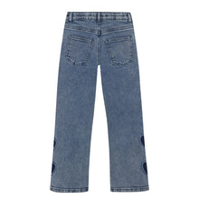 Load image into Gallery viewer, Minymo Girls Wide Leg Heart Jeans - Medium Wash
