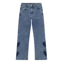 Load image into Gallery viewer, Minymo Girls Wide Leg Heart Jeans - Medium Wash
