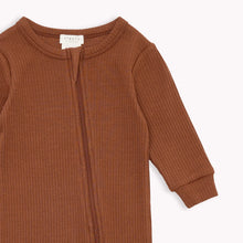 Load image into Gallery viewer, Petit Lem Firsts Baby Modal Rib Sleeper - Mustang Brown
