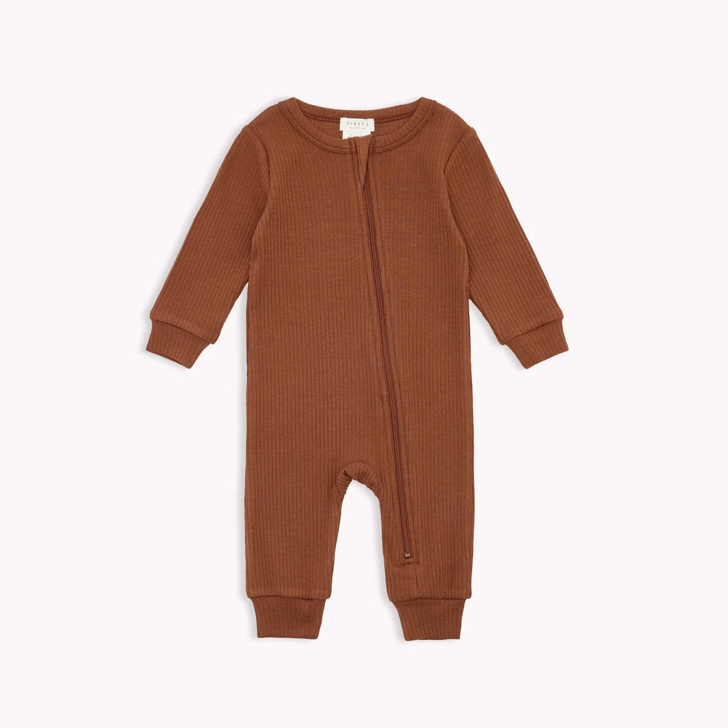 Petit Lem Firsts Baby Modal Rib Sleeper - Mustang Brown