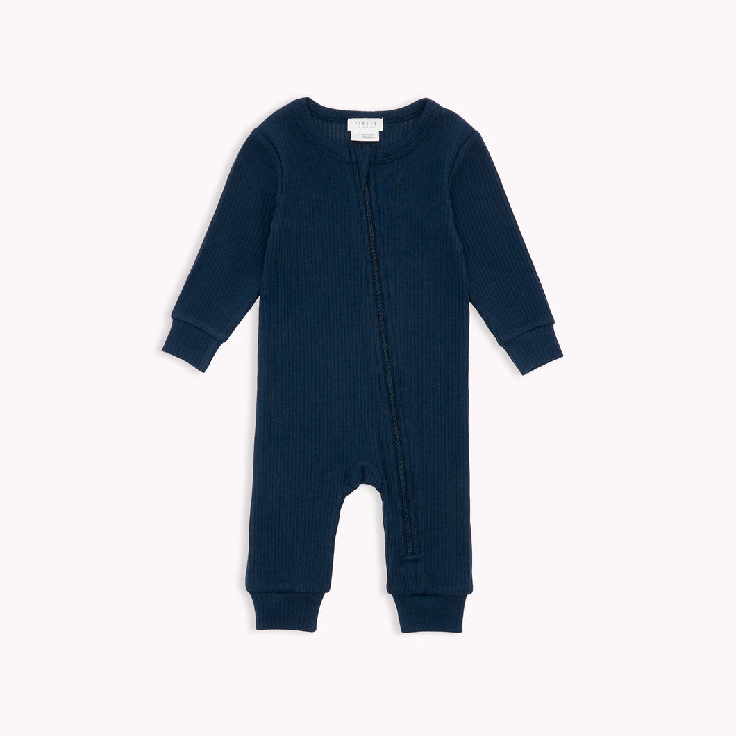 Petit Lem Firsts Baby Boys Modal Rib Sleeper - Dress Blue