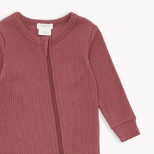 Load image into Gallery viewer, Petit Lem Firsts Baby Girls Modal Rib Sleeper - Merlot
