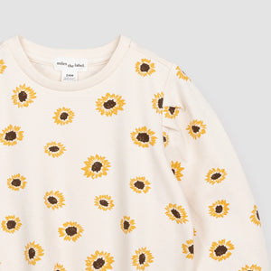 Miles the Label Girls Sunflower Print on Crème Sweatshirt
