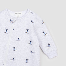 Load image into Gallery viewer, Miles the Label Baby Skiier Print on Light Grey Mix Fleece Playsuit

