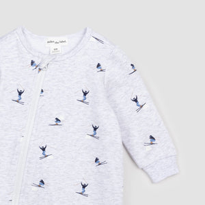 Miles the Label Baby Skiier Print on Light Grey Mix Fleece Playsuit