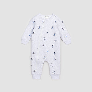 Miles the Label Baby Skiier Print on Light Grey Mix Fleece Playsuit