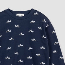 Load image into Gallery viewer, Miles the Label Boys Snowmobile Print on Winter Navy Fleece Sweatshirt
