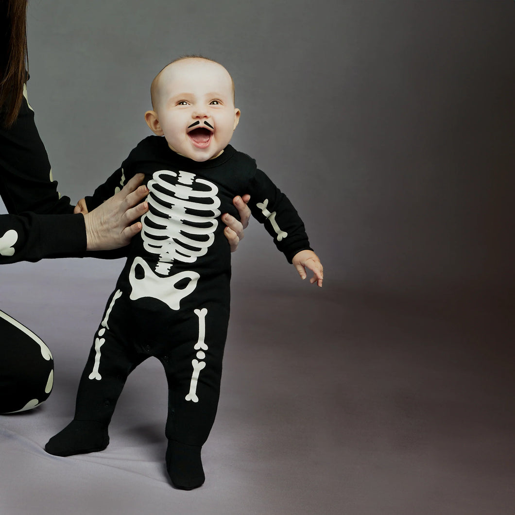 Petit Lem Skeleton Glow in the Dark Print on Black Sleeper