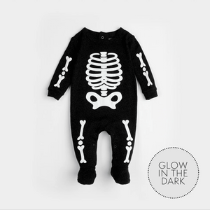 Petit Lem Skeleton Glow in the Dark Print on Black Sleeper