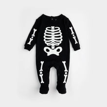 Load image into Gallery viewer, Petit Lem Skeleton Glow in the Dark Print on Black Sleeper
