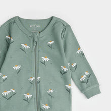 Load image into Gallery viewer, Petit Lem Baby Girls Daisies Print on Iceberg Green Sleeper
