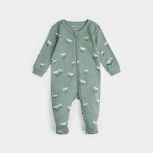 Load image into Gallery viewer, Petit Lem Baby Girls Daisies Print on Iceberg Green Sleeper
