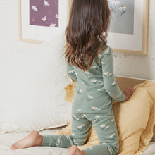 Load image into Gallery viewer, Petit Lem Girls Daisies Print on Iceberg Green PJ Set
