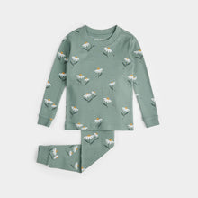 Load image into Gallery viewer, Petit Lem Girls Daisies Print on Iceberg Green PJ Set
