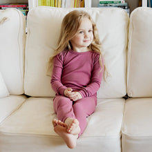 Load image into Gallery viewer, Petit Lem Girls Modal Rib PJ Set - Merlot
