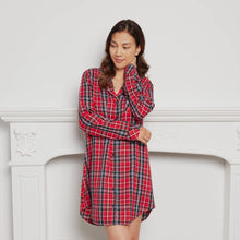 Load image into Gallery viewer, Petit Lem Scarlet Tartan Plaid Flannel Women&#39;s Night Gown
