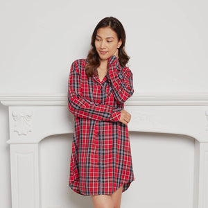 Petit Lem Scarlet Tartan Plaid Flannel Women's Night Gown