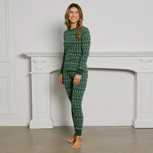 Load image into Gallery viewer, Petit Lem Women&#39;s Festive Firs on Evergreen PJ Set
