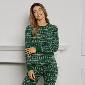 Petit Lem Women's Festive Firs on Evergreen PJ Set