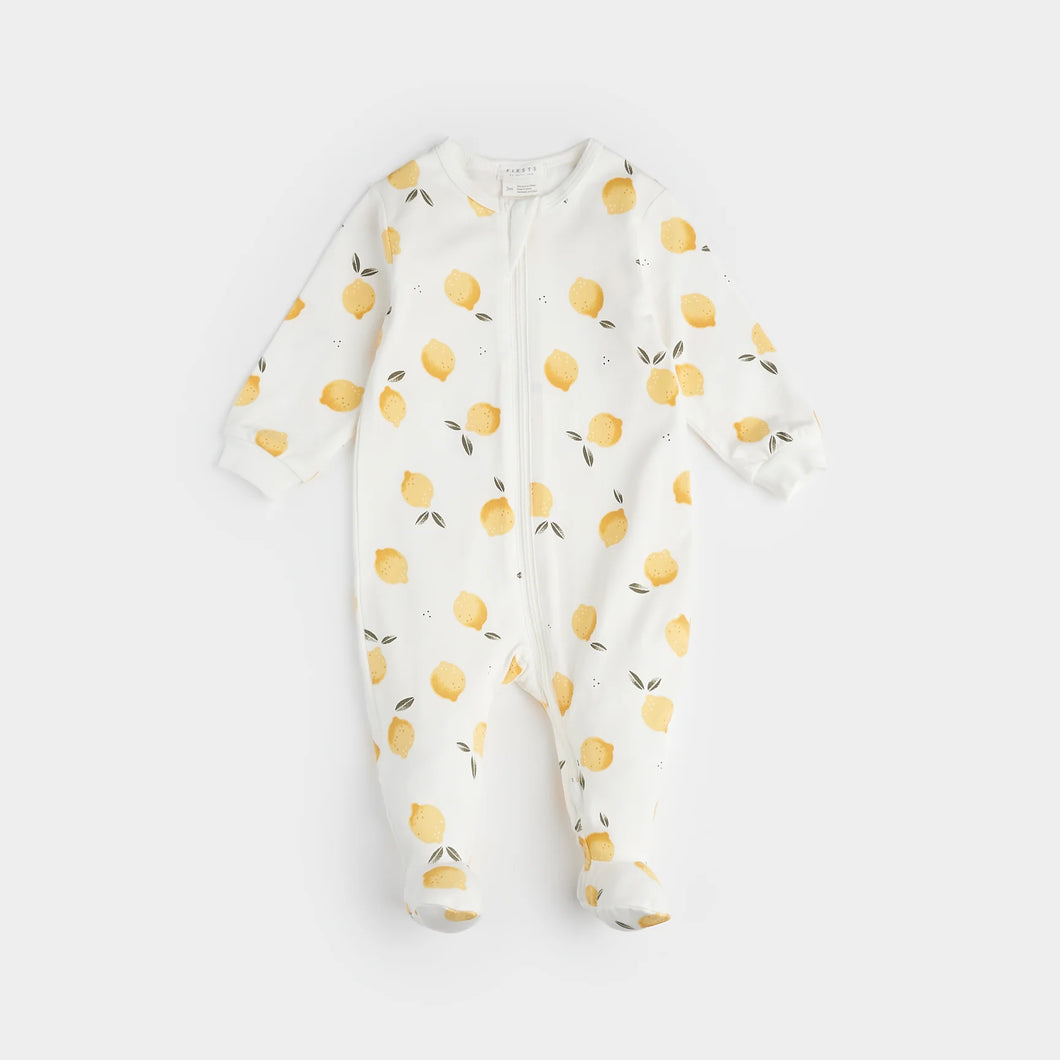 Petit Lem Firsts Baby Lemon Print Sleeper
