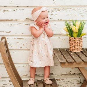 Petit Lem Firsts Baby Girls Tulip Print on Silver Peony Dress