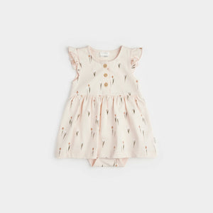 Petit Lem Firsts Baby Girls Tulip Print on Silver Peony Dress