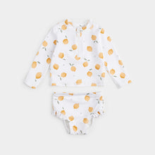 Load image into Gallery viewer, Petit Lem Baby Girls Lemon Print Long-Sleeve Rashguard Set
