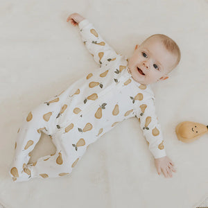 Petit Lem Baby Pear Print on Off-White Sleeper